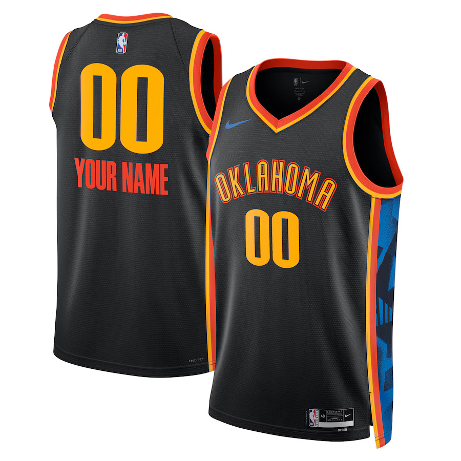 Men Oklahoma City Thunder Nike Black City Edition 2024-25 Custom Swingman NBA Jersey->oklahoma city thunder->NBA Jersey